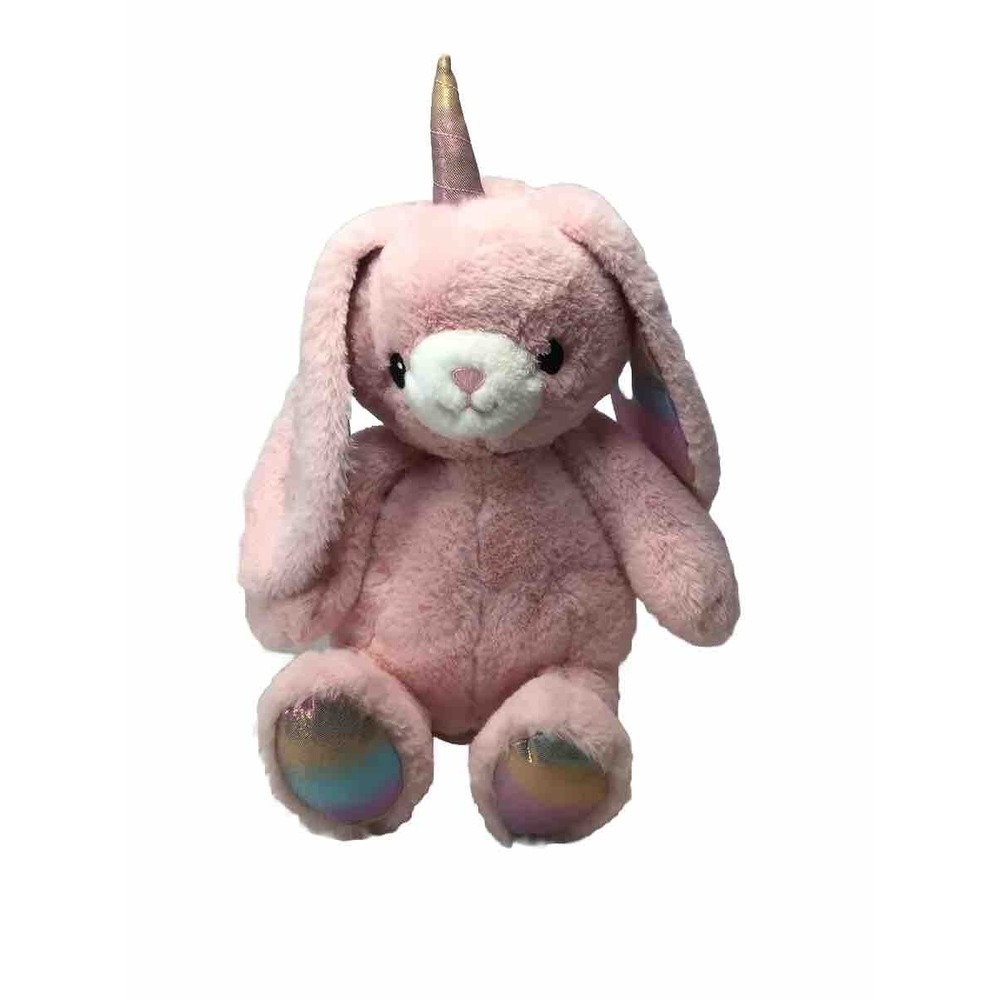 FAO Schwartz Pink Rainbow Light Up Unicorn Bunny Rabbit Stuffed Plush Easter